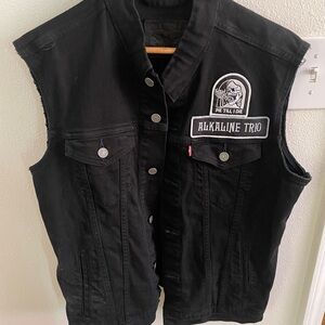 Levi’s Black Denim Vest with Alkaline Trio Patches